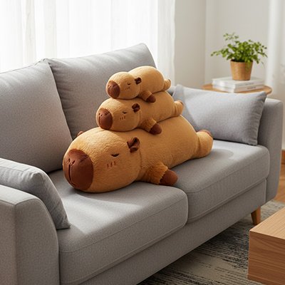 Peluche Capybara xxl sur canapé