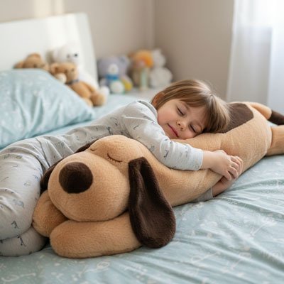 Peluche Chien brun parfait pour un oreiller de corps