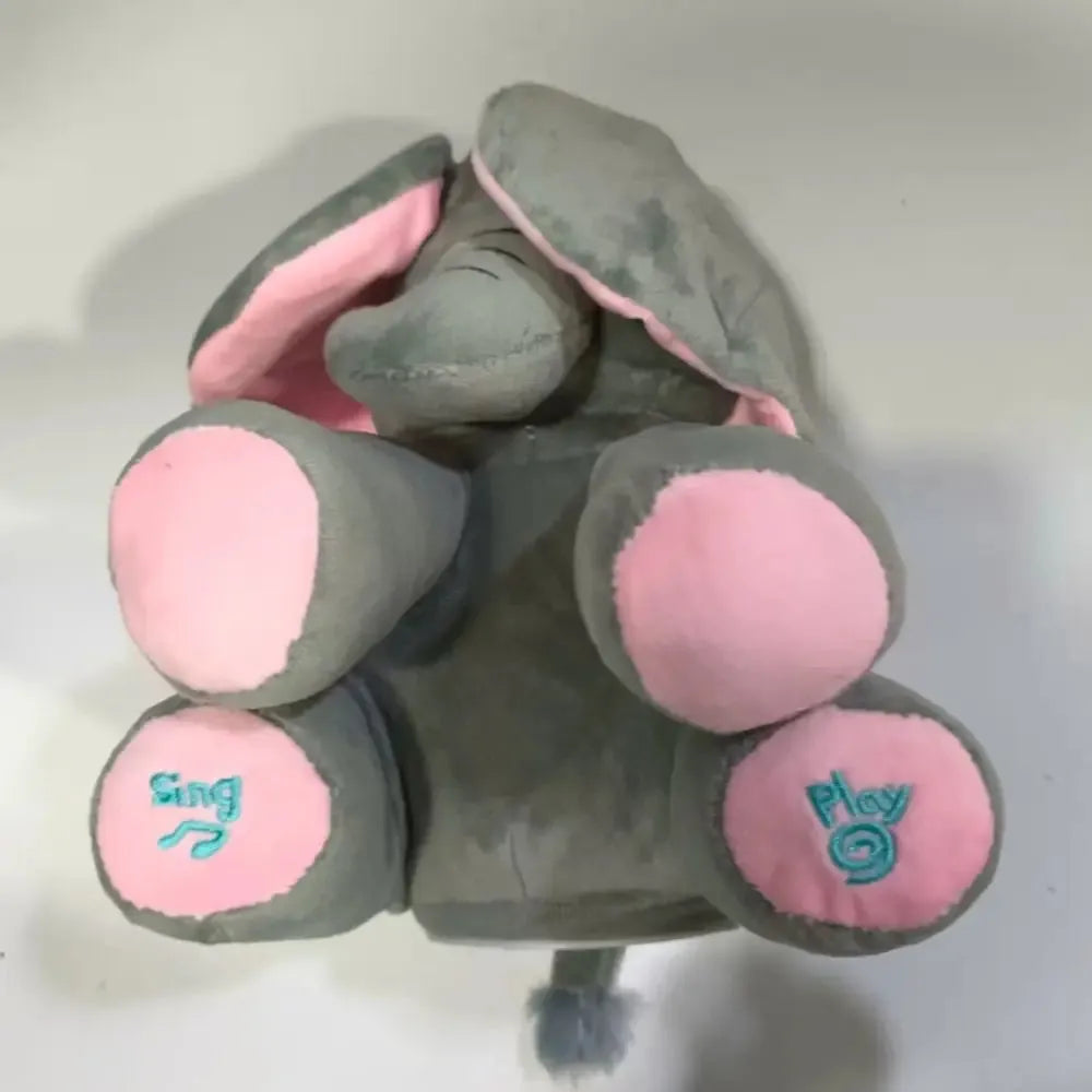 Peluche éléphant douce interactive vue sous un autre angle