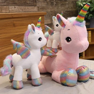 Peluche licorne rose et blanc