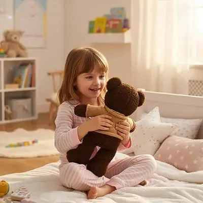 Peluche ours réaliste en situation de jeu