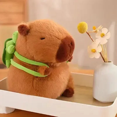 Peluche tortue douce, Capybara peluche et des fleurs