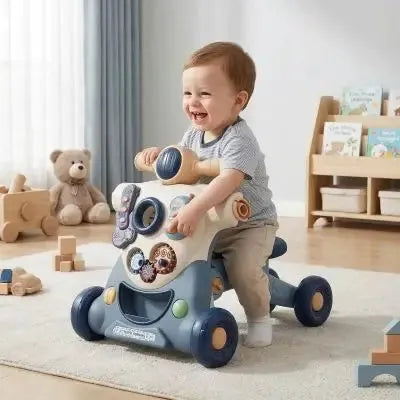 Enfant découvre la mobilité avec jouet d'éveil roulant