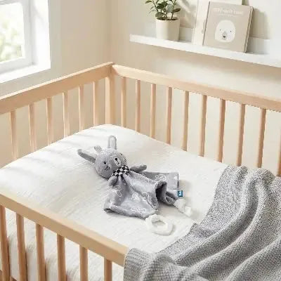 Premier doudou lapin, Cadeau naissance douceur en cours d'utilisation