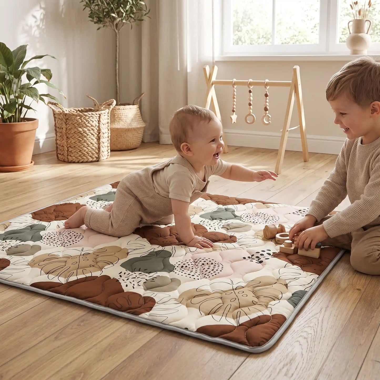 Tapis de Motricité Bébé - Motifs Abstraits et Lavable