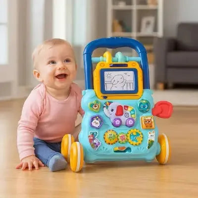 trotteur bébé coloré avec jouets éducatifs intégrés