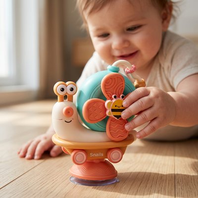 un jouet pour bébé multifonction en action avec bébé